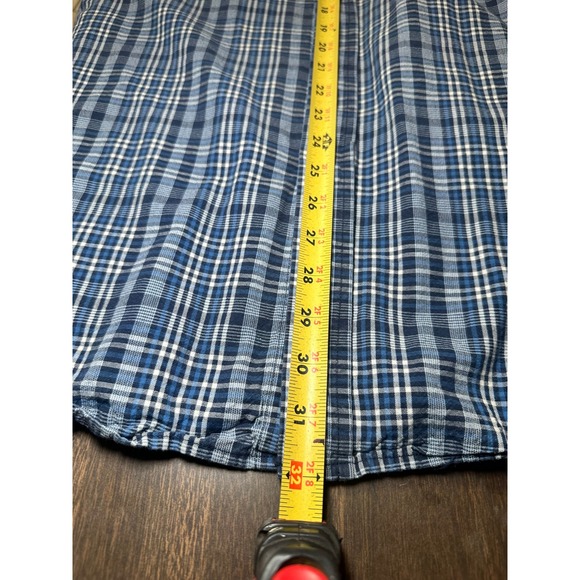 Liberty Blues Mens 4XL Big Plaid Button Down Shirt Blue White Cotton 79-1260-3 - Picture 9 of 9